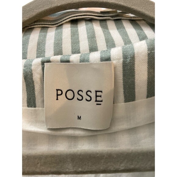 POSSE Women’s Linen Blend Striped Vest Size M Green White Made in India - Picture 8 of 10